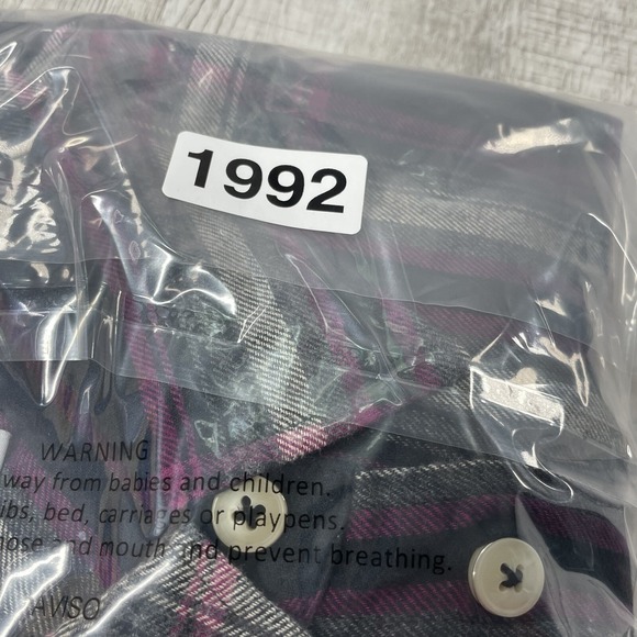 Soft Surroundings Top Women's XL Purple Plaid Long Sleeve Button Up Elbow Patch - Picture 10 of 10